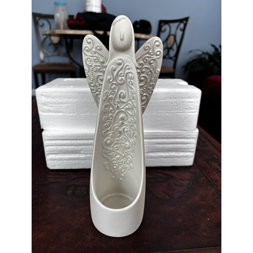 Party Lite Ceramic Serenity Tealight Holder P9629 angel Original Box RETIRED 9"